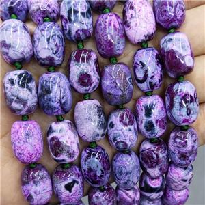 Natural Agate Beads Barrel Fired Fuchsia Dye, approx 13-17mm