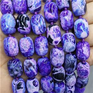 Natural Agate Beads Barrel Fired Purple Dye, approx 13-17mm