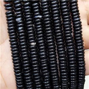 Natural Black Agate Heishi Beads, approx 6mm