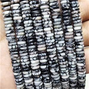 Natural Black Silk Jasper Heishi Beads, approx 6mm
