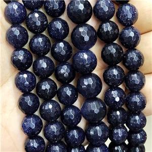 Blue Sandstone Beads Faceted Round, approx 8mm dia