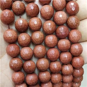 Gold Sandstone Beads Faceted Round, approx 4mm dia