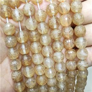 Synthetic Watermelon Quartz Beads Khaki Dye Faceted Round, approx 6mm dia