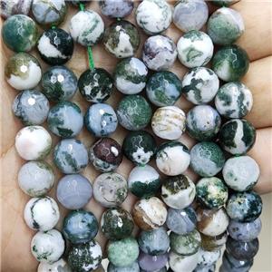 Natural Tree Agate Beads Green Dendrite Faceted Round, approx 4mm dia