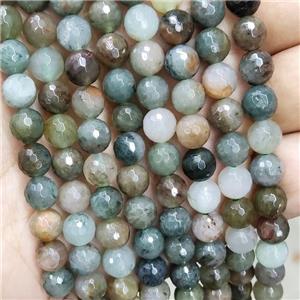 Natural Green Agate Beads Faceted Round, approx 8mm dia