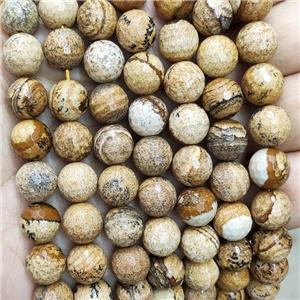 Natural Picture Jasper Beads Yellow Faceted Round, approx 8mm dia