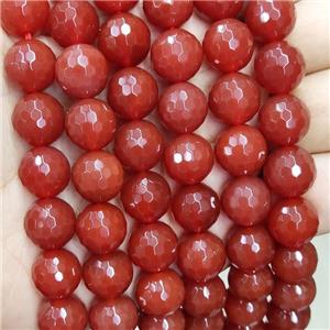 Natural Red Carnelian Agate Beads Faceted Round A-Grade, approx 10mm dia