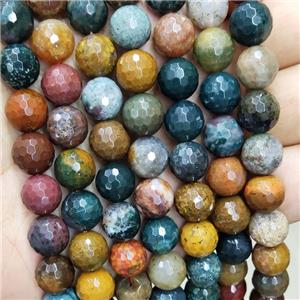 Natural Ocean Agate Beads Faceted Round Multicolor, approx 4mm dia