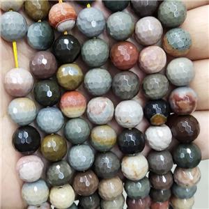 Natural American Picture Jasper Faceted Round Multicolor, approx 10mm dia