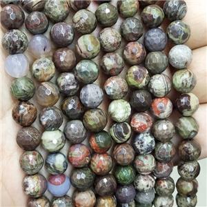 Natural Ocean Jasper Beads Green Faceted Round, approx 6mm dia