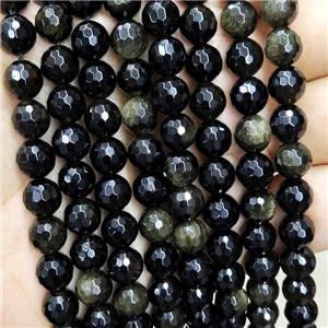 Gold Obsidian Beads Faceted Round, approx 10mm dia