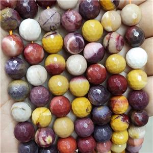 Natural Mookaite Beads Faceted Round Multicolor, approx 10mm dia