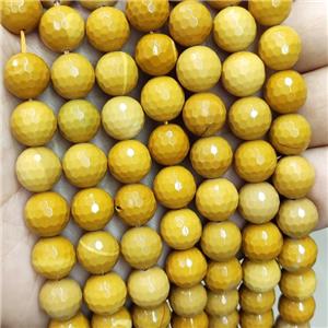 Natural Mookaite Beads Faceted Round Yellow, approx 6mm dia