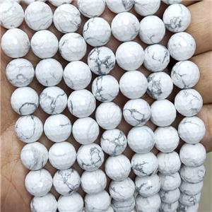 White Howlite Turquoise Beads Faceted Round, approx 10mm dia