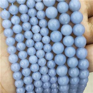 Natural Angelite Beads Smooth Round Blue, approx 8mm dia
