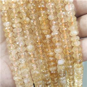 Natural Citrine Beads Faceted Rondelle Yellow, approx 4-8mm