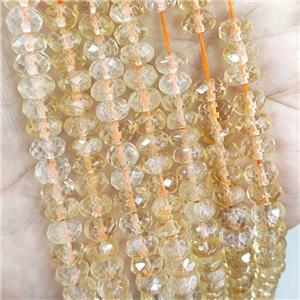 Natural Citrine Beads Faceted Rondelle Yellow, approx 5x8mm