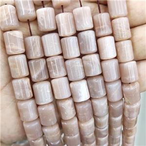 Natural Peach Moonstone Beads 3faces Tube, approx 10-13mm