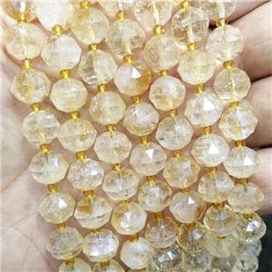 Natural Citrine Beads Yellow Cut Rondelle, approx 9-10mm