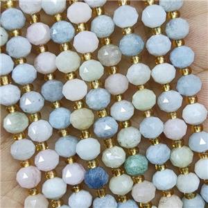 Natural Morganite Beads Multicolor Cut Rondelle, approx 5-6mm