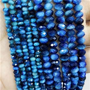 Blue Tiger Eye Stone Beads Faceted Rondelle Dye, approx 5x8mm