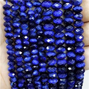 Darkblue Tiger Eye Stone Beads Faceted Rondelle Dye, approx 4x6mm
