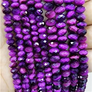 Fuchsia Tiger Eye Stone Beads Faceted Rondelle, approx 5x8mm