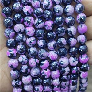 Hotpink Fire Agate Beads Faceted Round Electroplated, approx 10mm dia