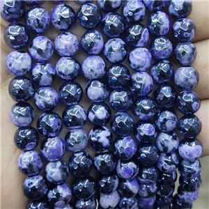 Purple Fire Agate Beads Faceted Round Electroplated, approx 6mm dia