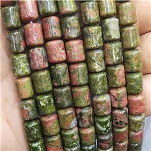 Natural Unakite Tube Beads Green, approx 8-10mm