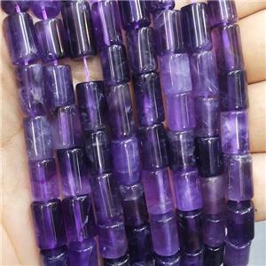 Natural Amethyst Column Beads Purple, approx 8-12mm