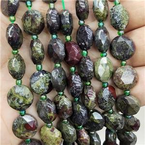 Natural Dragon Bloodstone Beads Green Faceted Circle, approx 12mm