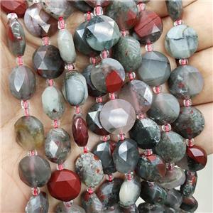 Natural African Bloodstone Beads Faceted Circle, approx 12mm