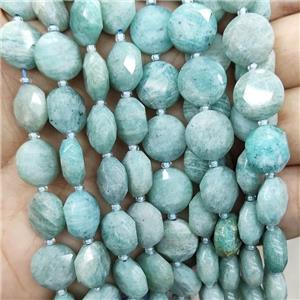 Natural Green Amazonite Beads Faceted Circle, approx 12mm