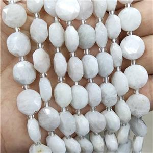 Natural White Moonstone Beads Faceted Coin, approx 12mm