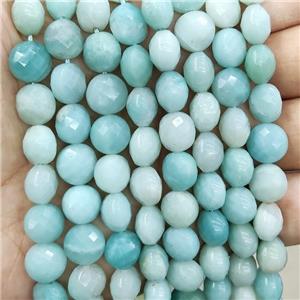 Natural Blue Amazonite Beads Faceted Circle, approx 10mm