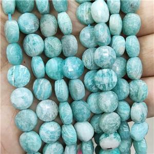 Natural Green Amazonite Beads Faceted Circle, approx 10mm