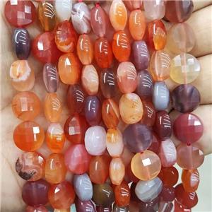 Natural Red Carnelian Agate Beads Faceted Circle, approx 10mm