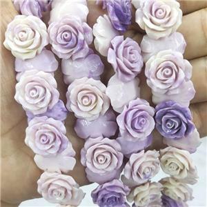 Purple Resin Flower Beads, approx 20mm, 36pcs per st