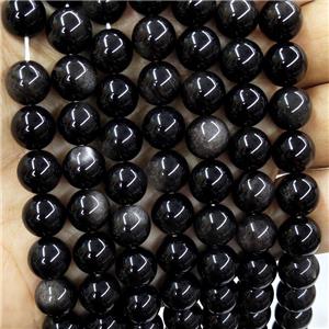 Natural Silver Obsidian Beads Smooth Round AA-Grade, approx 8mm dia