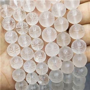 Natural Clear Quartz Beads Round Carved, approx 14mm dia