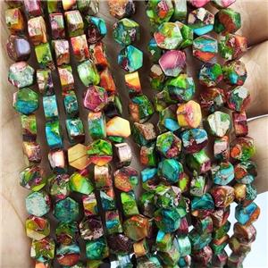 Mosaic Imperial Jasper Beads Hexagon Multicolor, approx 6mm