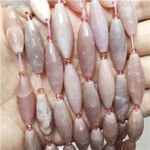 Natural Peach Moonstone Beads Faceted Rice, approx 10-30mm, 12pcs per st