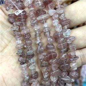Natural Pink Strawberry Quartz Beads Chip Freeform, approx 5-8mm, 32inch length