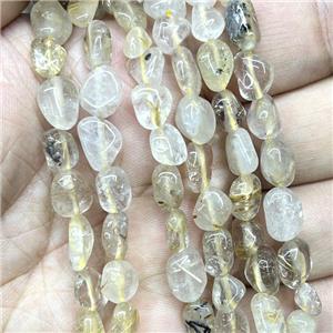 Natural Gold Rutilated Quartz Chips Beads Freeform, approx 5-8mm
