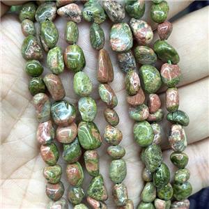 Natural Unakite Chips Beads Green Freeform, approx 5-8mm