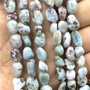 Natural Larimar Chips Beads Blue Freeform, approx 8-10mm