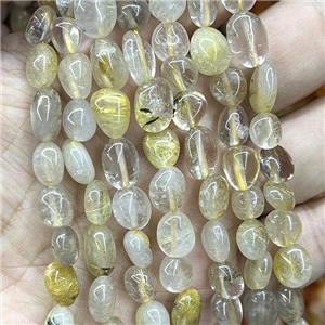 Natural Gold Rutilated Quartz Chips Beads Freeform, approx 8-10mm