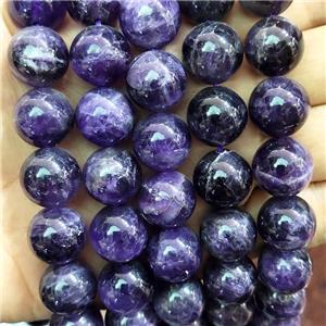 Natural Amethyst Beads Purple Smooth Round, approx 15mm