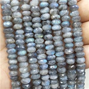 Natural Labradorite Beads Faceted Rondelle AA-Grade, approx 5x8mm
